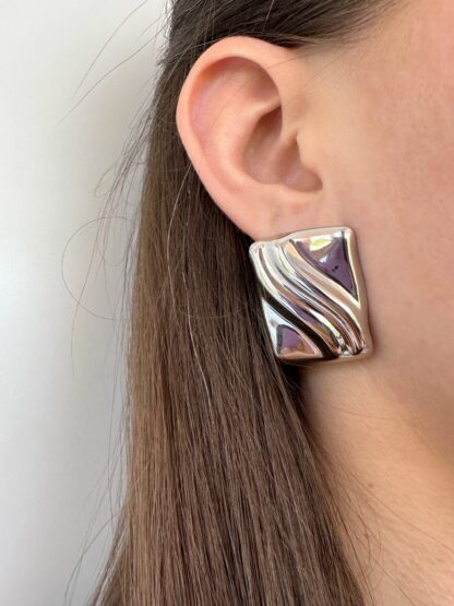 Alexa silver - silver earrings, stud earrings, stainless steel earrings, statement earrings, vintage earrings, ασημι σκουλαρικια, σκουλαρικια με καρφι, ατσαλινα σκουλαρικια