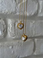 Isha gold - χρυσό κολιέ, κολιέ καρδιά, κολιέ με ζιρκόν, γυναικεία κοσμήματα, ατσάλινο κολιέ, ρομαντικό κολιέ, elegant necklace.