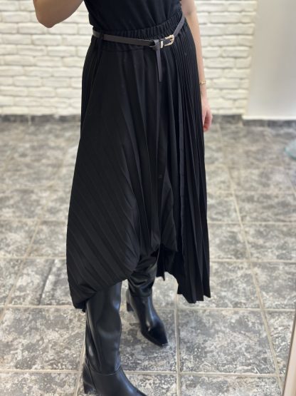 Evelyn skirt - black skirt, midi skirt, pleats skirt, μαυρη φουστα, πλισε φουστα, μιντι φουστα, ασσυμετρη φουστα