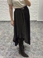 Evelyn skirt - brown skirt, midi skirt, pleats skirt, καφέ φουστα, πλισε φουστα, μιντι φουστα, ασσυμετρη φουστα