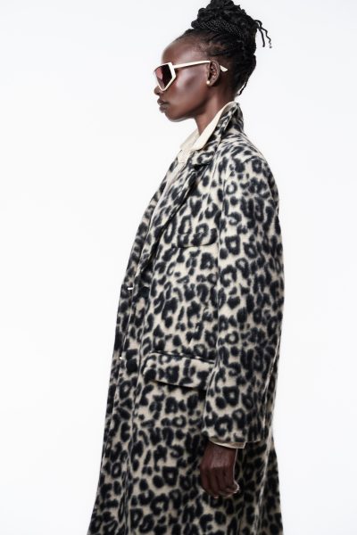 luanne coat - straight coat, long coat, leopard print coat, black and white coat, μακρύ παλτο, λεοπαρ παλτο, ασπρομαυρο παλτο