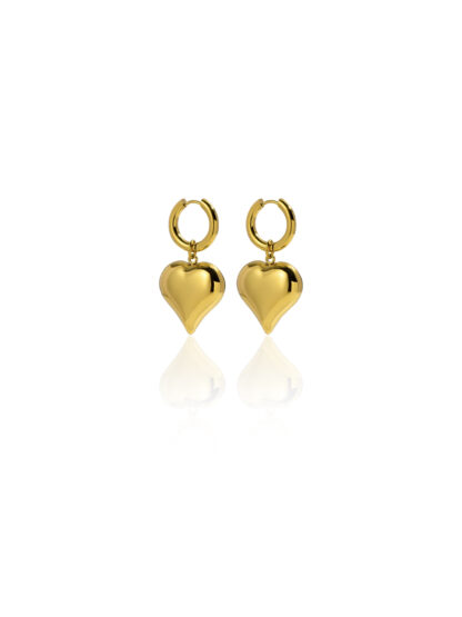 dorina gold - heart earrings, hoop earrings, gold earrings, σκουλαρικια καρδια, σκουλαρικι8α κρι8κοι, χρυσα σκουλαρικια