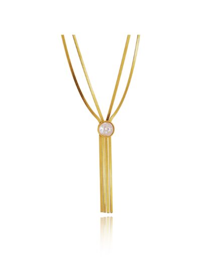 Ιnger - Χρυσό κολιέ, μαργαριτάρια, ατσάλι. gols necklace,pearls,stainless steel