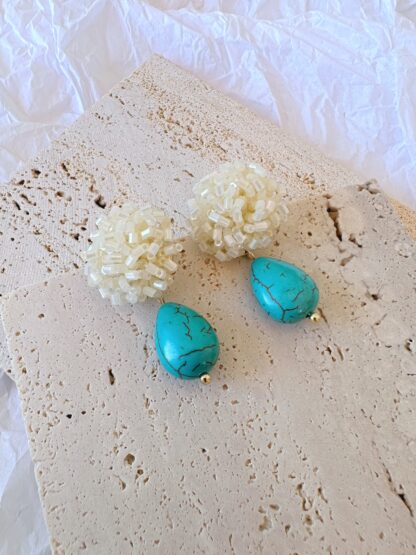 Marj - summer earrings, bead earrings, handmade earrings, turquoise earrings, καλοκαιρινα σκουλαρικια, χειροποιητα σκουλαρικια, τιρκουαζ σκουλαρικια, σκουλαρικια με χαντρες
