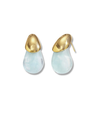 Yvonne blue - drop earrings, gold earrings, stainless steel earrings, χρυσα σκουλαρικια, ατσαλινα σκουλαρικια, σκουλαρικια σταγονα