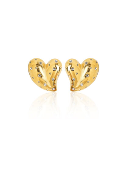 venus - gold earrings, heart earrings, stud earrings, σκουλαρικια καρδια. χρυσα σκουλαρικια
