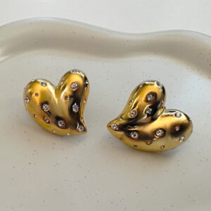 venus - gold earrings, heart earrings, stud earrings, σκουλαρικια καρδια. χρυσα σκουλαρικια
